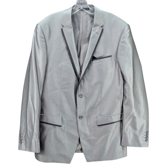 Vinci Sport Coat Blazer Mens Silver Two Button Rayon Blend Formal Wedding Sz 44L